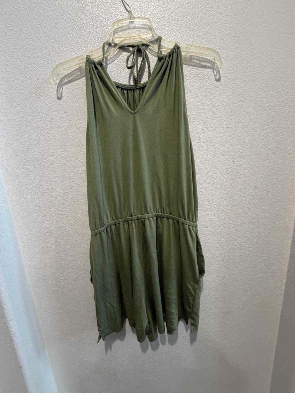 Old Navy Olive Green Halter romper with pockets size medium